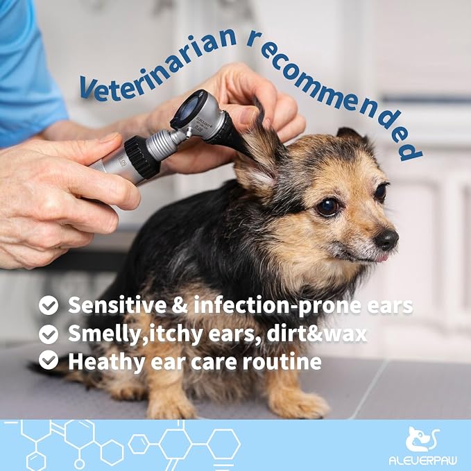 Tris Flush Cat & Dog Ear Cleaner | Pet Ear Infection Treatment | Hypoallergenic pet flush with PHMB. Cleans ear canal & removes odor safely. Includes 20 cotton swabs. 4 fl oz.
