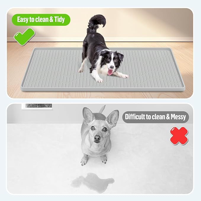 Pee Pad Holder for Dogs, 28" x 22" Large Silicone Pee Tray Mat High Edge, Leak-Proof, No Spill Pet Pad Holder for Puppy, Cat, Rabbit, Training Pads for Floor Protection, No Pee Pads