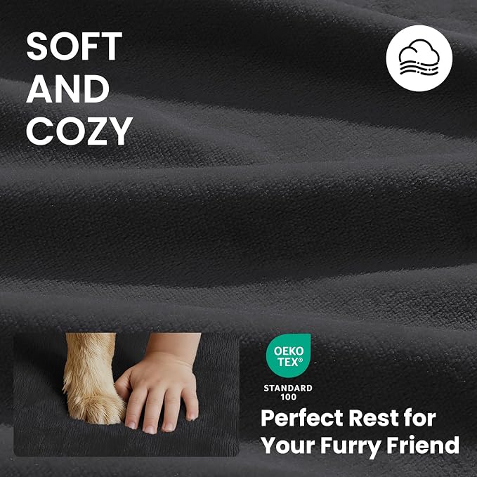 OhGeni Orthopedic Waterproof Dog Bed for Large Dogs, Machine-Washable Removable Cover in Easy-Clean Fabric, Reversible Memory Foam & Easy-Carry Handle, Suitable for Crate, 41 inch (Black)