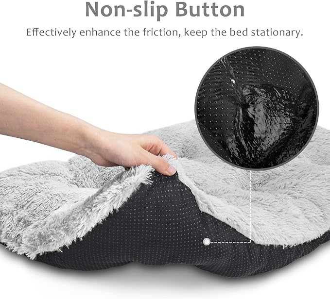 JOEJOY Large Dog Bed Crate Pad, Ultra Soft Calming Dog Bed Washable Anti-Slip Kennel Crate Mat for Extra Large Medium Small Dogs, Pet Mats for Sleeping and Anti Anxiety, 36" x 27", Grey