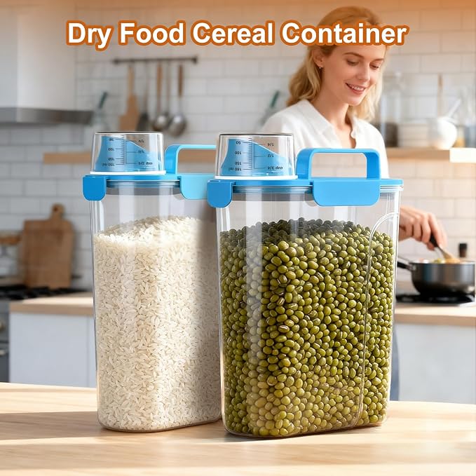 Uppetly Dog Cat Food Storage Container, 5-7Lbs Pet Food Containers, Airtight Cat Food Container with Portable Handle & Measuring Cup, Small Animal Dry Food Dispenser for Dogs, Cats and Birds