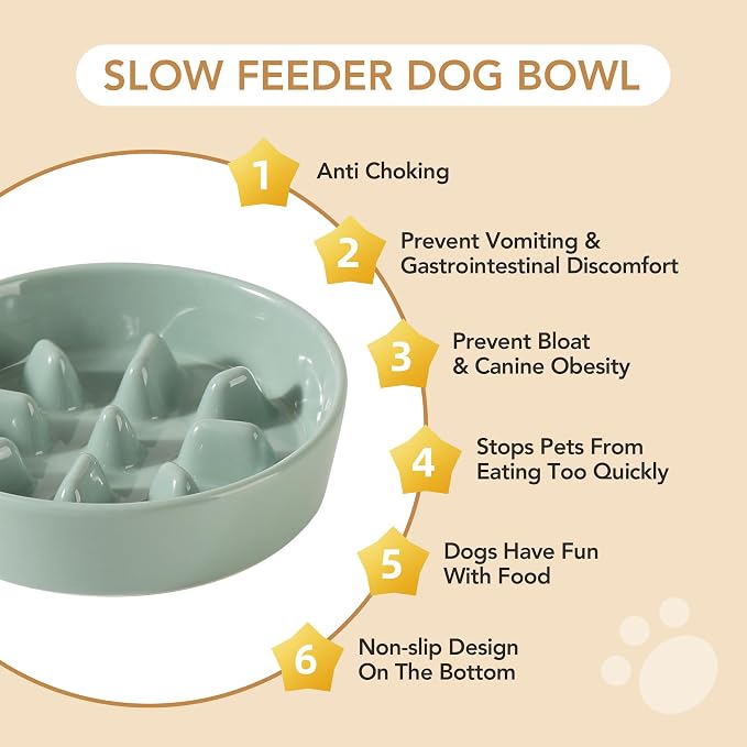 Havniva Ceramic Slow Feeder Dog Bowls, 0.9 Cups Dog Bowl Slow Feeding for Small Breed, 6.1inch Puzzle Dog Food Bowl Slow Feeder Non-Slip Anti-Gulping and Anti-Choking Reduces Bloating