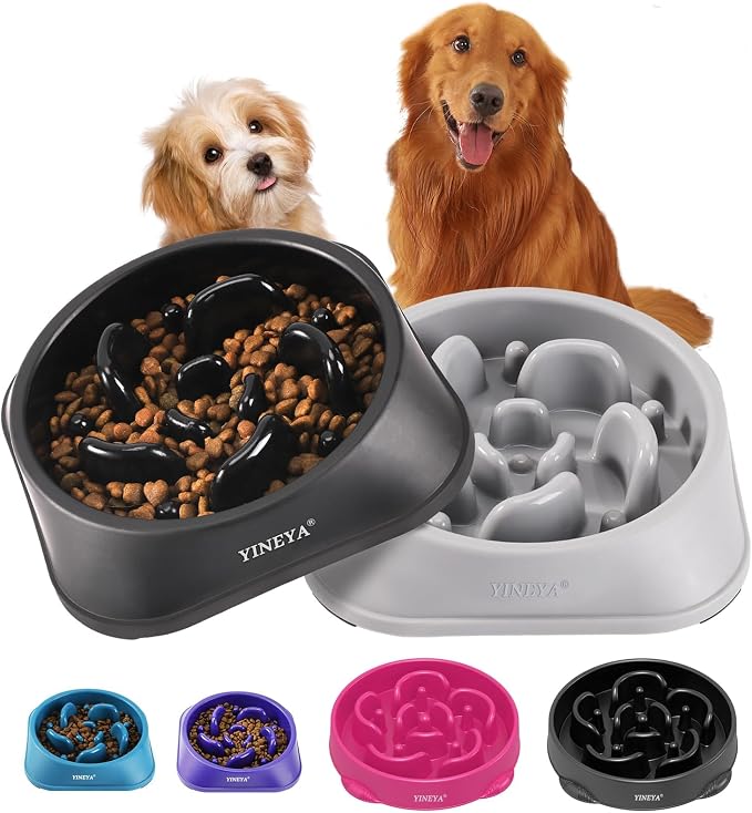 YINEYA 2PCS Slow Feeder Dog Bowls, Pet Supplies that Slow Down Eating, Pet Food Bowls, Maze Dog Puzzle Feeder for Medium Breed