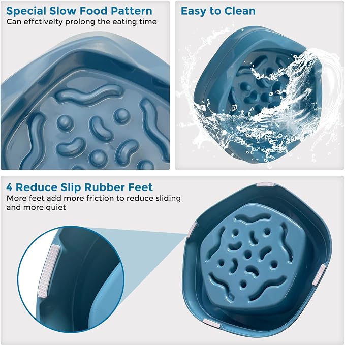 VANNON Slow Feeder Dog Bowls Non Slip Puppy Bowl Durable Dog Puzzle Feeder Bloat Stop Food Bowls for Puppy and Small Dogs, BPA Free, 2 Cups, Blue