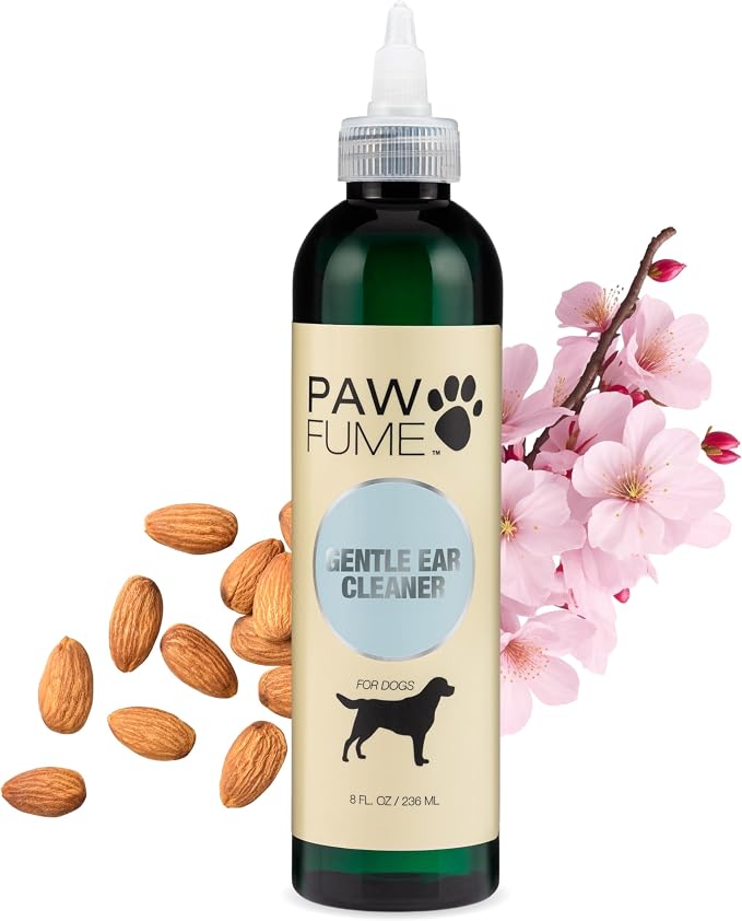 Pawfume Dog Ear Cleaner Solution, 1-Pack | Soothe itchy ears with St. John’s Wort & almond extracts, vet-certified, alcohol-free Dog Ear Wash for all breeds