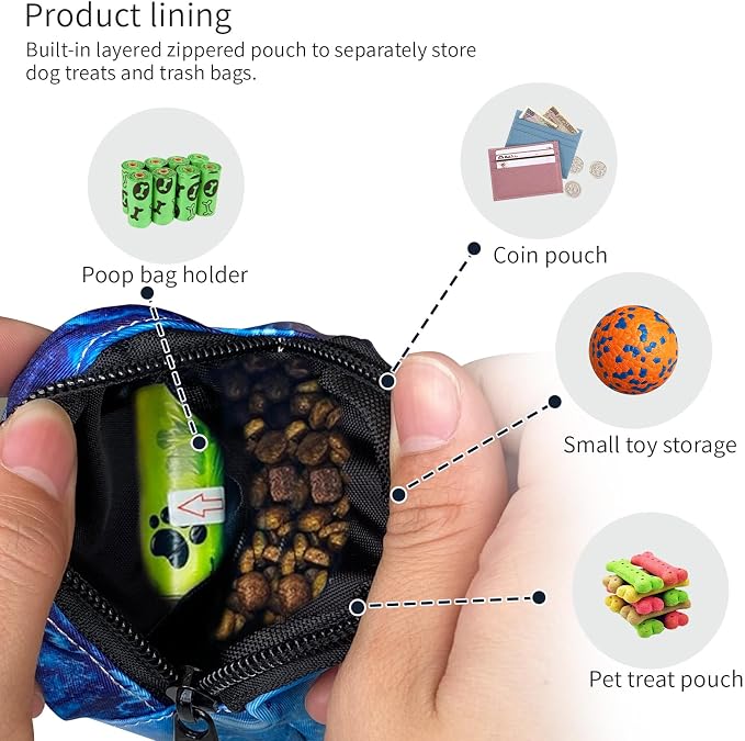 Dog Treat Pouch,Treat Pouches for Pet Training,Portable Snack Reward Dog Food Dispenser for Traveling or Outdoor Use，Blue Marble