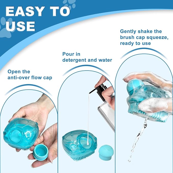 3PCS Dog Bath Brush, Dog Shampoo Brush, Dog Scrubber for Bath,Dog Bath Products are Suitable for Short, Long haired Dogs, Cats, Large Dogs, and Small Dogs