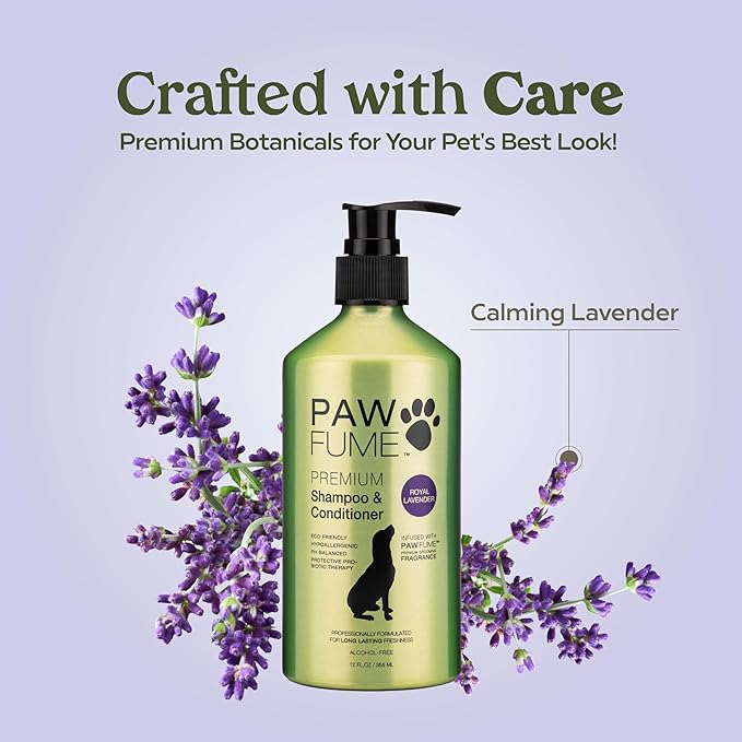 PAWFUME Dog Shedding Shampoo and Conditioner, Royal Lavender, 4-Pack | Probiotic pH-balanced deep-cleaning formula nourishes and detangles silky coats, salon-quality Shedding Shampoo for Dogs
