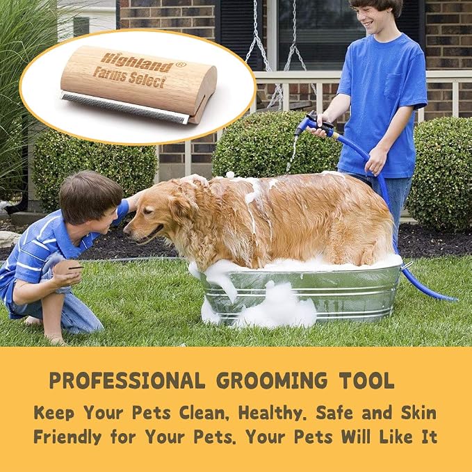 Deshedding Grooming Tool for Dogs, Cats & Horses, Ergonomic Design Wood Groom Brush, Professional Pet Groomer, Painlessly Remove for Short & Long Hair, Fur & Dirt - 5 Inches | Deshedding Grooming Tool for Dogs,Cats & Horses,Professional Pet Groomer,Pai...