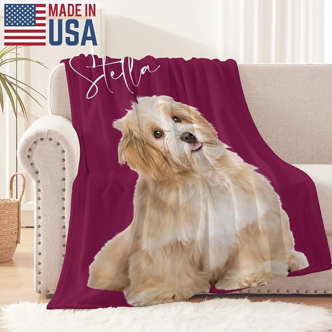 D-Story Custom Pet Blanket with Dog Photo and Name, Personalized Dog Blankets for Cat Customized Dog Blanket with Picture, Fleece Throw Blanket Gift