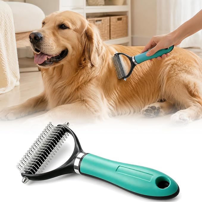 Pet Grooming Brush, Pets Knotted Dog Grooming, Pets Knotting Comb, Professional Pet Deshedding Brush, Deshedding Comb Fur Brushes, Shedding Brushes For Dogs And Cats (Green)