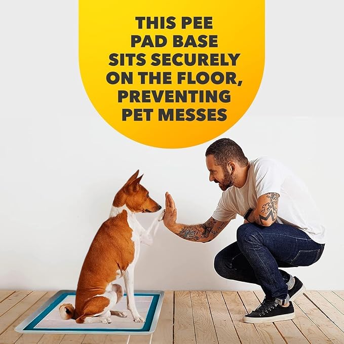 TidyFriend Dog Pee Pad Holder Tray - Fits Up to 24” x 24” Pee Pad Holder for Dogs - Stable Grip, Raised Edges, Quick-Wipe Silicone Surface Dog Pad Holder for Indoor Flooring Protection (Light Grey)