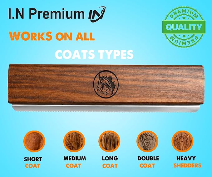 Original Deshedding Grooming Tools for Horse & large shedding Dogs Horse Deshedder Professional Pet Groomer Deshedding Dog Brush Remove undercoat 95 Percent of Lose Hair Fur&Dirt (8 inch)