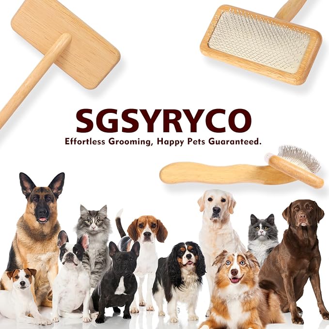 Slicker Brush for Dogs & Cats, Dog & Cat Brush for Shedding & Grooming | Deshedding Tool, Loose Fur Removal, Undercoat Removal, Gentle Coated Tips, Air-Cushion Pad, Long & Short Hair Pet, Detangling