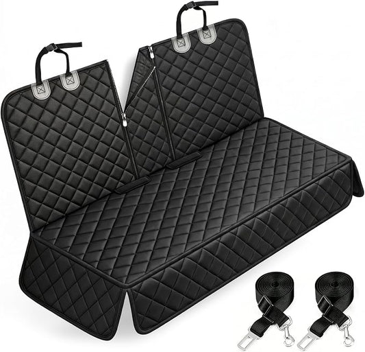 Yuntec Pet Car Seat Cover Back Seat Cover for Dogs Waterproof Dog Car Seat Cover Protector Scratchproof Durable Rear Seat Cover fits Middle Armrest for Cars Suvs Truck (57” Width) - Black