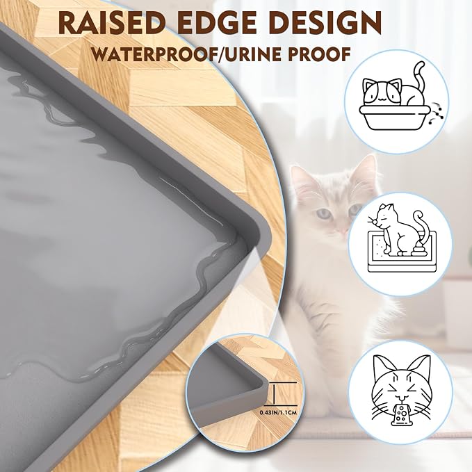 Cat Litter Mat 24" x 16",Soft Silicone Material, Easy Clean Waterproof No Slip Litter Tray Mat, Durable Cat Mat For Indoor,Garden