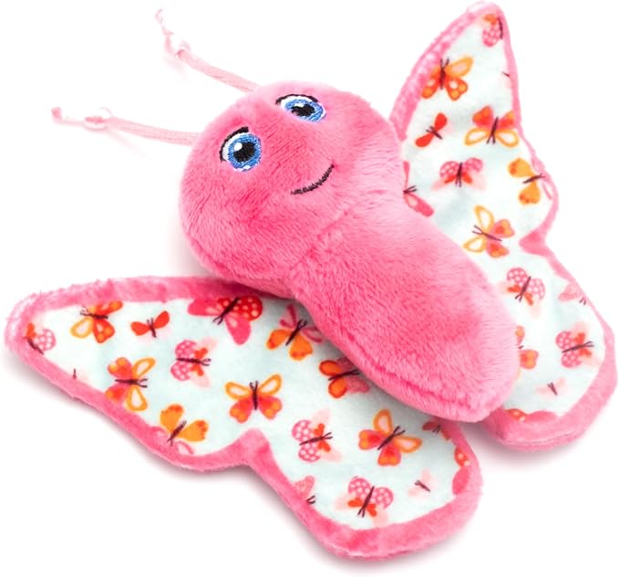 The Worthy Dog Butterfly Plush Cat Toy – Soft Crinkle Catnip Toy with Organic Catnip for Interactive Play, Safe Non-Toxic Materials - Blue, One Size