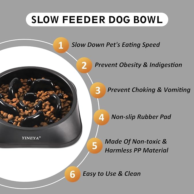 YINEYA Slow Feeder Dog Bowls, Pet Supplies that Slow Down Eating, Pet Food Bowls, Maze Dog Puzzle Feeder for Medium Breed | Dog Food Bowl Slow Down Eating Prevents Bloat, Promotes Healthy Digestion, Puzzle Feeder Interactive Makes Meal Time Fun