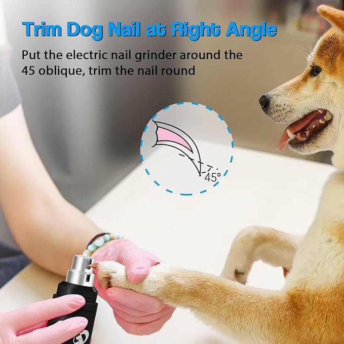 Casfuy Dog Nail Grinder Upgraded - Professional 2-Speed Whisper-Quiet Electric Pet Nail Trimmer Painless Paws Grooming & Smoothing for Small Medium Large Dogs & Cats (Black)