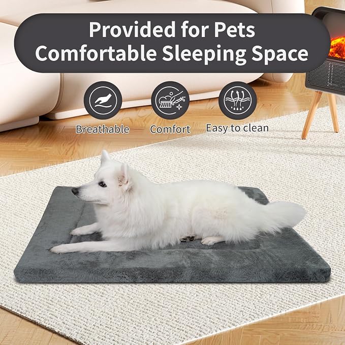 Dog Crate Mats Bed for Medium Dogs, 24x16 Inch Short Plush Pet Mat, 1.6-inch Thick Thin Kennel Pad, Machine Washable Ideal for 24-Inch Dog Crates