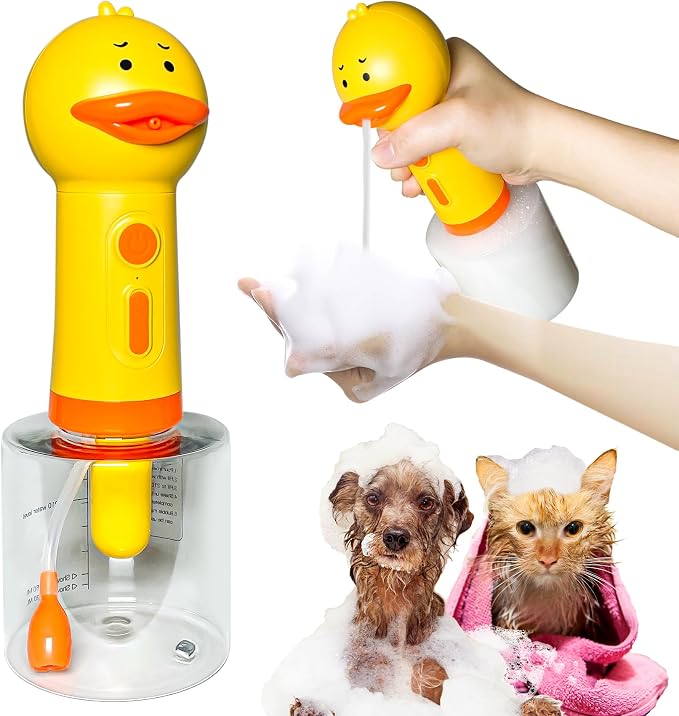 Dog Shampoo Frother,Pet Bath Brush - Deep Cleaning Foam Machine with 350ml Capacity, Dog Soap Dispenser and Shampoo Sprayer, 1200mAh Ultra Long Standby