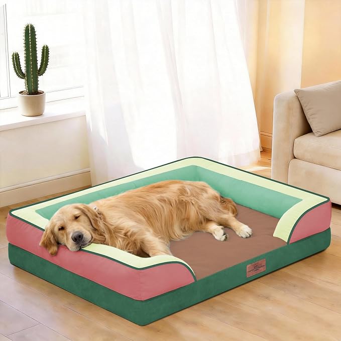 Comfort Expression Orthopedic Dog Beds for Large Sized Dog with Bolster | Waterproof Dog Couch Bed with Washable Cover & Non-Slip Bottom, Supportive Egg Crate Foam Large Pet Bed, 36x27 Inch