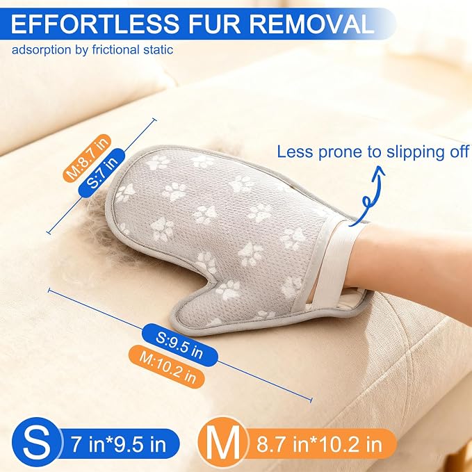Pet Hair Removal Glove for Dogs & Cats, Washable Reusable Electrostatic Magic Brush Pet Hair Remover Glove, Upgraded Fur Removal Tool Grooming for Carpet Couch Sofa Clothing Car Seat, M
