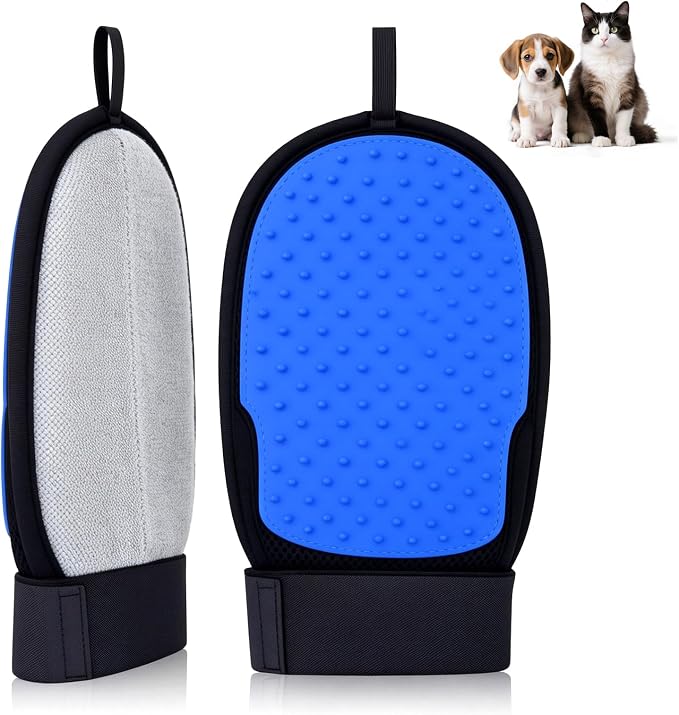 CLEANGOR 2 Pack Electrostatic Pet Hair Removal Grooming Gloves | Reusable pet hair remover for dogs & cats, works on sofa, carpet, car seats, clothes and furniture.