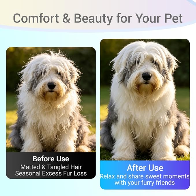 Dog Deshedding Rake for Shedding, Double-Sided Grooming Tool for Dogs & Cats, Gentle Skin-Friendly Pet Brush for Long and Short Hair Breeds, Removes Loose Hair and Keeps Coats Healthy (Brush & Comb)