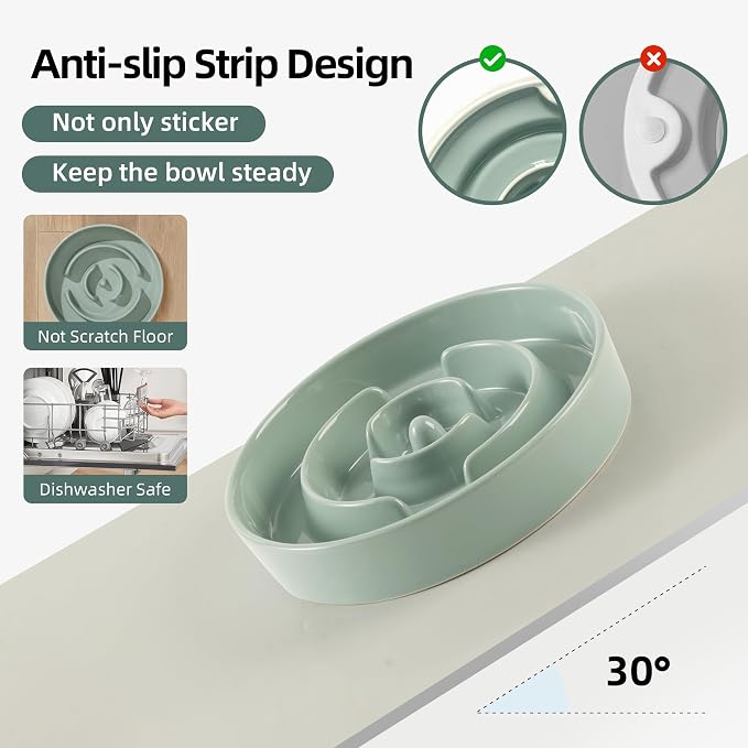 Havniva Ceramic Slow Feeder Dog Bowls, 1.2 Cups Dog Bowl Slow Feeding for Small and Medium Breed, 7.3inch Puzzle Dog Food Bowl Slow Feeder Non-Slip Anti-Gulping and Anti-Choking Reduces Bloating