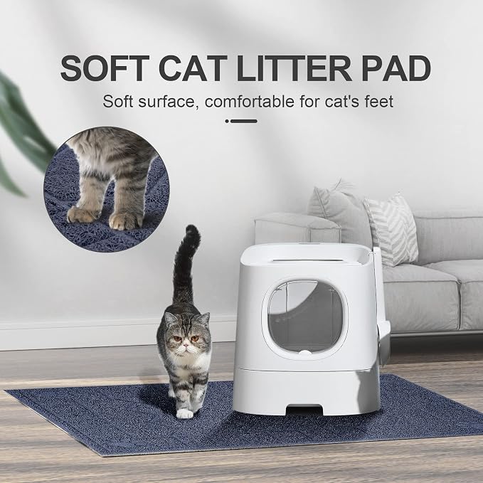 Cat Litter Mat, Litter Trapping Mat Soft on Kitty Paws, 35" x 26" Litter Box Mat for Cleaner Floors, Waterproof, Easy Clean, Durable Large Size Cat Litter Pad for Kitten