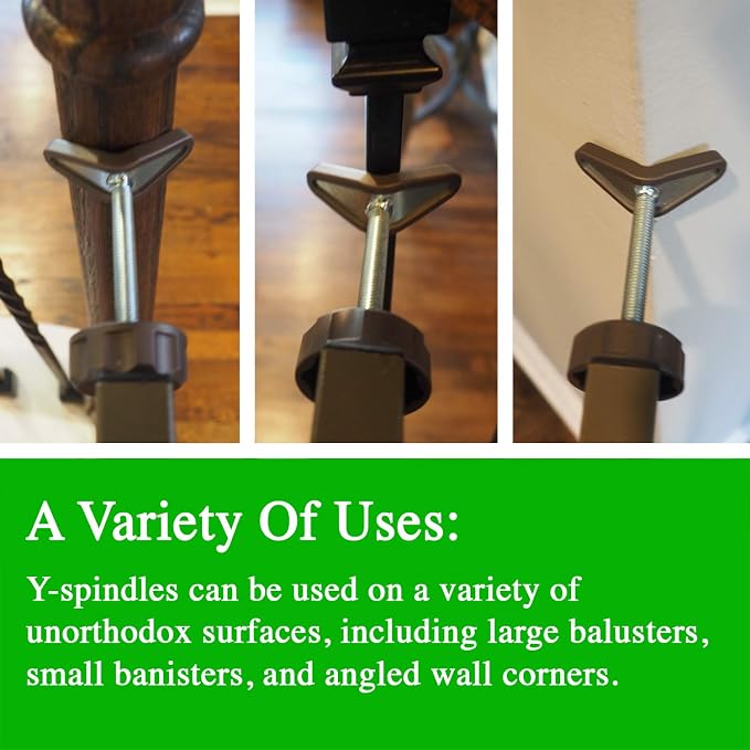Extra Long M8 (8mm) Stair Banister Adapter Y-Spindle Rods 2 Pack for Pressure Mounted Baby and Pet Safety Gates (8mm, Bronze)