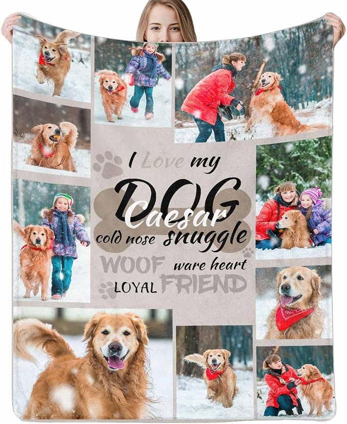 Artsadd Personalized Blanket with Picture in Memory of Dog Custom Photo Blanket Memorial Pet Loss Sympathy Gift