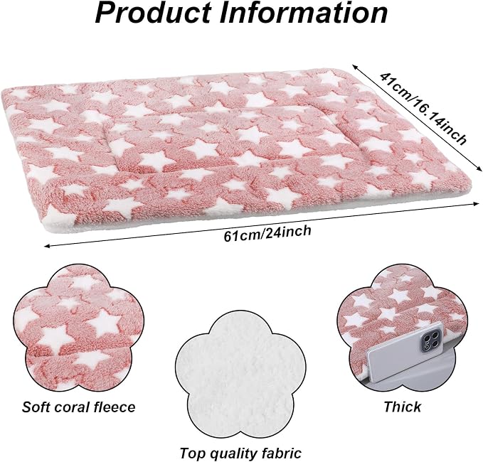 4 Pcs Washable Dog Bed Crate Mat Pad, Reversible Kennel Pad for Crate Pet, Replaceable Dog Cat Bed Guinea Pig Mats Ultra Soft for Small, Medium, Large Dogs Machine Washable 24x16 Inch