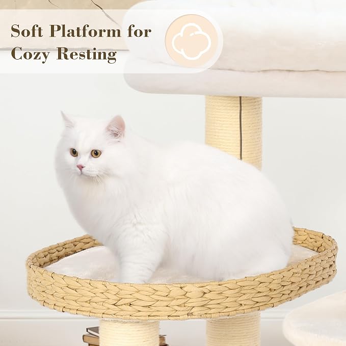 44.8in Gothic Cat Tree, Black Cat Condo Cats Tower with Coffin Bed & Sisal Scratching Posts, Scratching Ramp and Comfort Basket for Indoor Cats