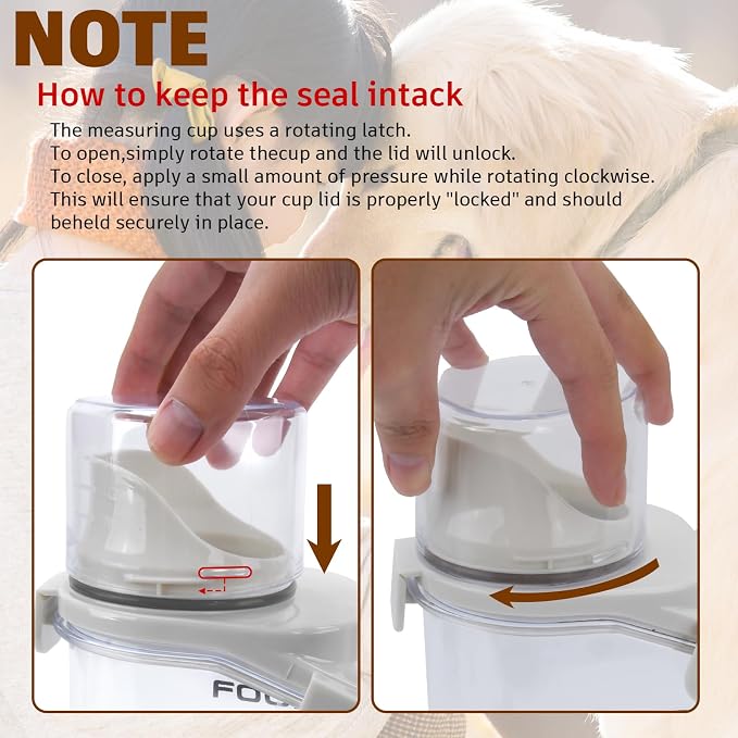 Pet Food Storage Container with Large Pour Spout, White | Dog Food Container with Measuring Cups, Keep Food Fresh, Portable Cat Food Container for Dogs, Cats, Birds and Small Animals