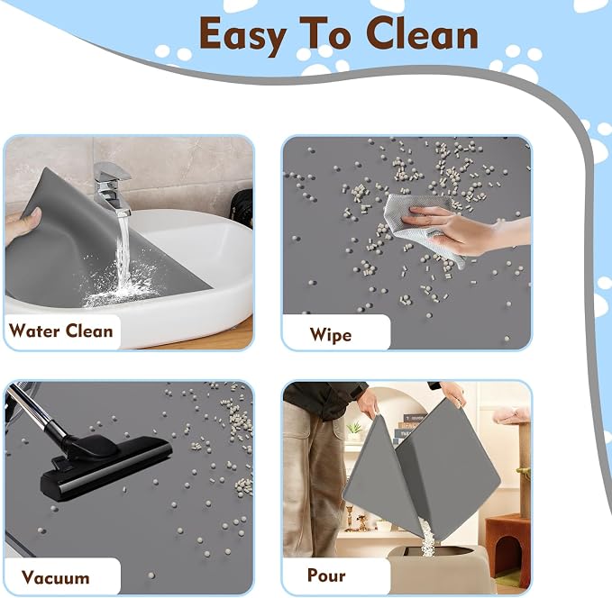 Cat Litter Mat 24" x 16",Soft Silicone Material, Easy Clean Waterproof No Slip Litter Tray Mat, Durable Cat Mat For Indoor,Garden