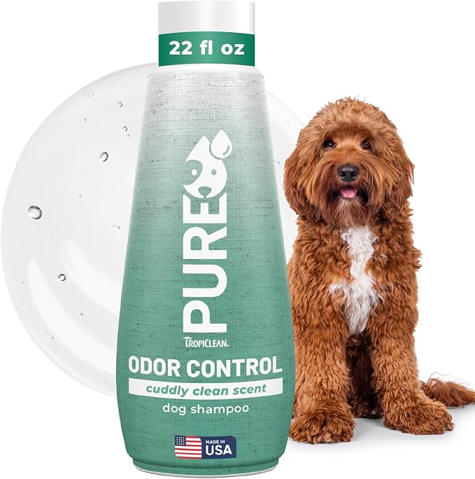 TropiClean Pure Deodorizing Dog Shampoo for Smelly Dogs, Papaya Scent, 22oz