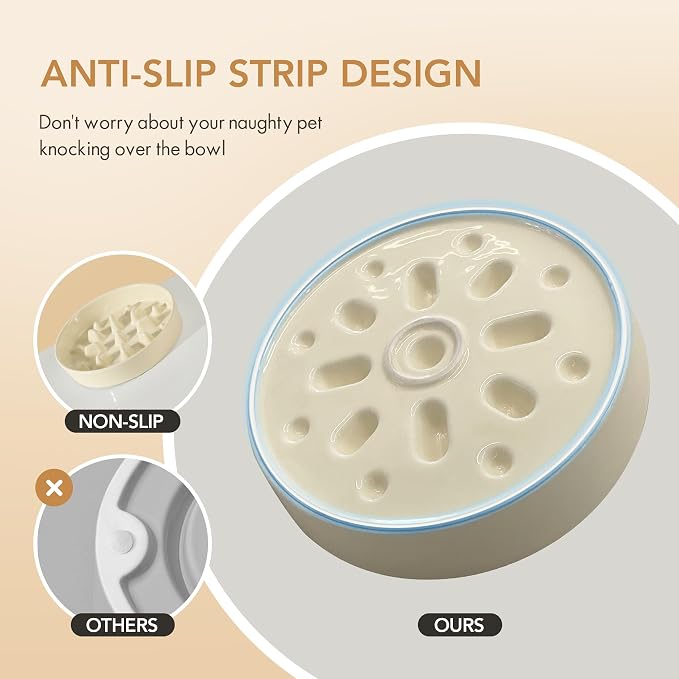 Havniva Ceramic Slow Feeder Dog Bowls, 1.6 Cups Dog Bowl Slow Feeding for Medium Breed, 8.2inch Puzzle Dog Food Bowl Slow Feeder Non-Slip Anti-Gulping and Anti-Choking Reduces Bloating