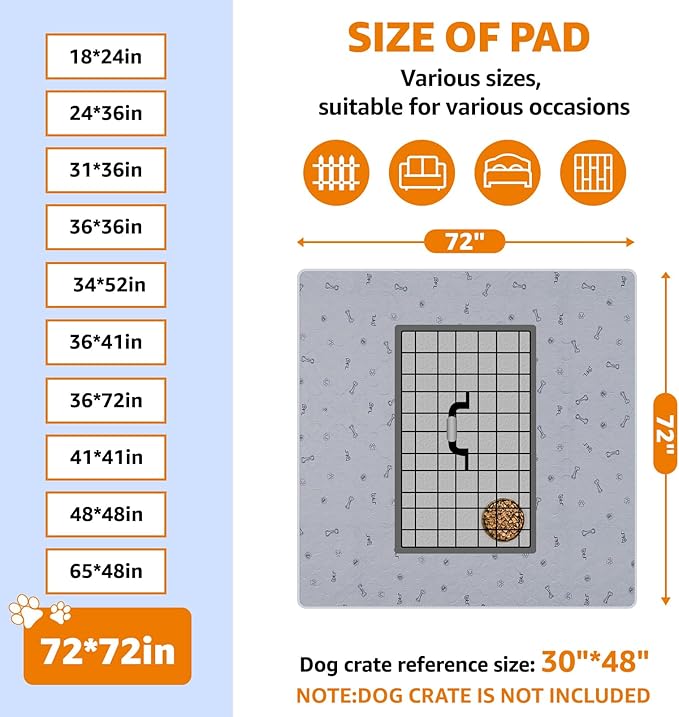 PICK FOR LIFE Washable Dog Pee Pad 72x72 Extra Large, Fast Absorbent Puppy Pads, Reusable Dog Training Pads Waterproof,Non-Slip Whelping Pad for Pet, Playpen, Incontinence, Housebreaking | Reusable, Waterproof,Non-Slip Whelping Pad for Dog Training, Pe...