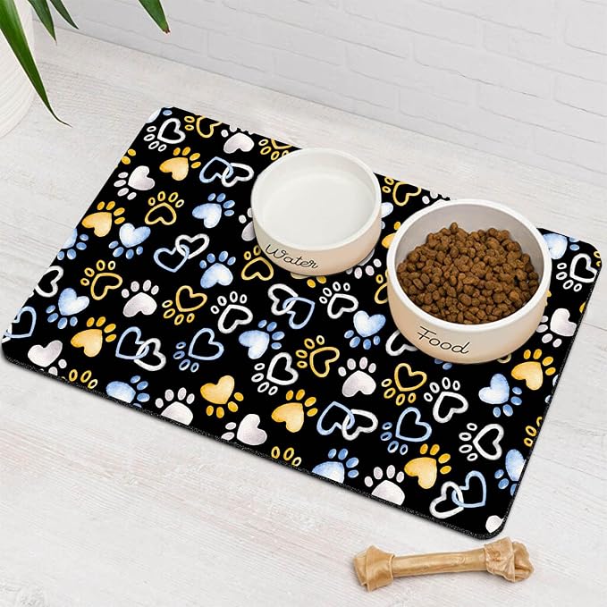 Dog Mat Pet Feeding Mat for Food and Water Absorbent 20x12in Quick Dry Dog Water Bowl Mat