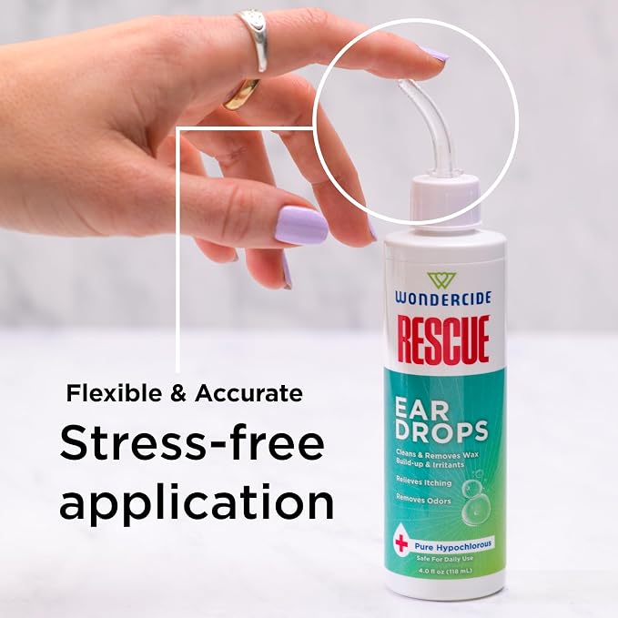 Wondercide Rescue - Ear Drops for Dogs and Cats - 4 oz | Cleans and Removes Wax Build-Up and Irritants for Pets - Relieves Itching and Redness with Pure Hypochlorous