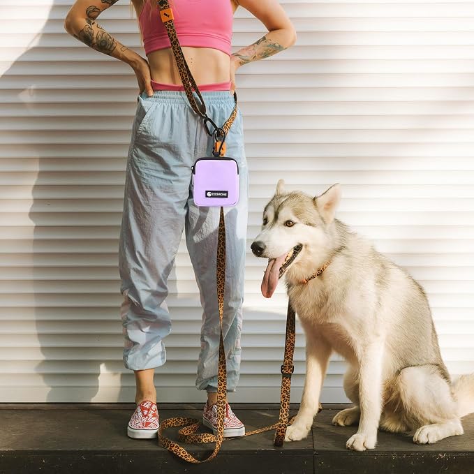 Dog Treat Pouch Pocket Sized Pet Puppy Training Pouch for Dog Training Behavior Aids, Waterproof Nylon Fabric Dog Poop Bag Holder, Hands Free Dog Walking Bag with Metal Carabiner (Violet)