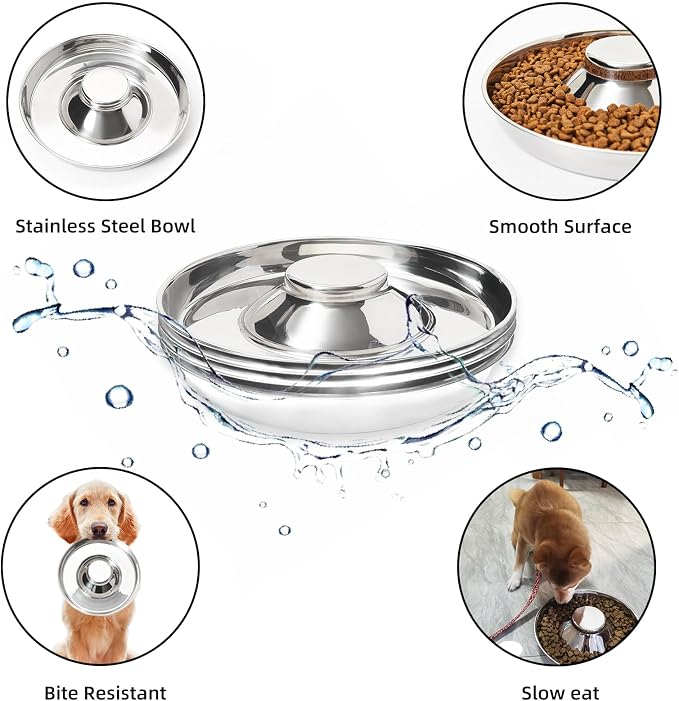 2 Pack Stainless Steel Puppy Bowls, Puppy Feeder for Multiple Pets, Dog Food and Water Bowl, Food Feeding Weaning for Small Medium Large Dogs, Pets