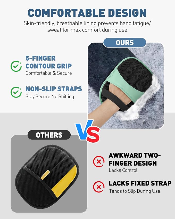 Magic Brush Glove Pet Hair, 2 Pack Removal Tool for Dogs and Cats | Electrostatic Magic Brush, Grooming Needs, Reusable Fur Remover for Furniture, Clothes, Car Seats (Green)