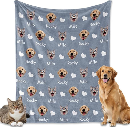 Personalized Dog Blanket, Customized Pet Blankets with Name Picture, Throw Blanket for Small Medium Large Dog Puppy Cat