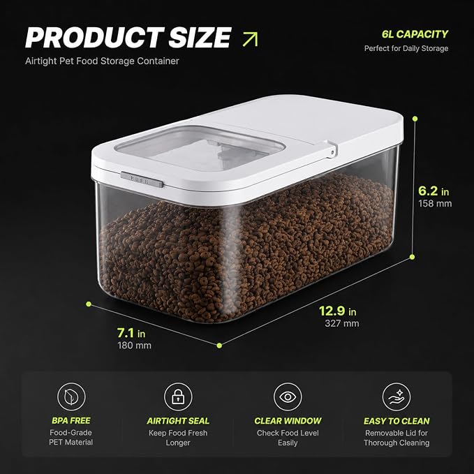 LivLab Mker Dog Food Storage Container 10 Lbs | Pet Food Storage Containers With Lids & Scooper BPA Free Airtight Storage Containers Store Dry Food For Kitchen Pantry