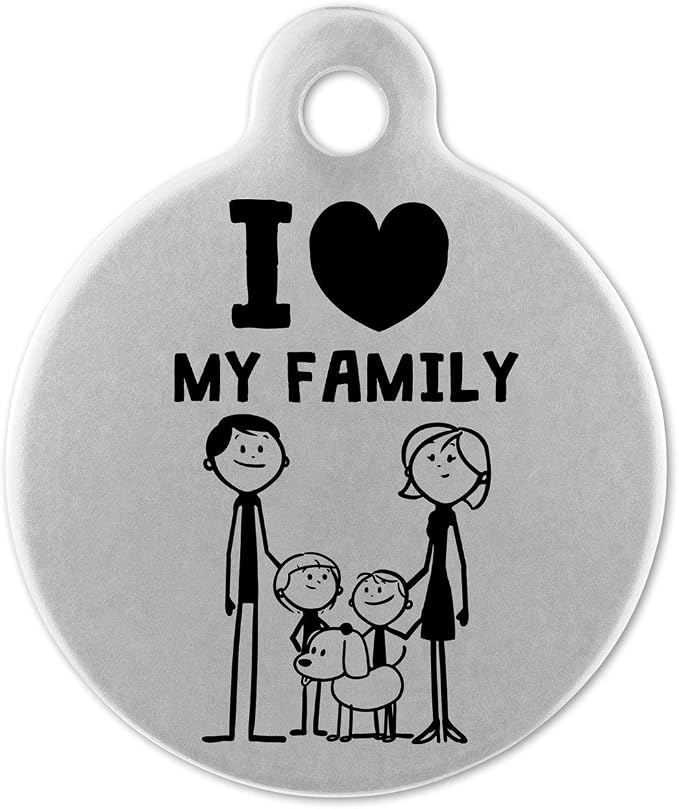 If It Barks - Engraved Pet ID Tags for Dogs - Personalized Stainless Steel Identification Tags - Custom Name Tag Attachment - Made in USA, I Love My Family