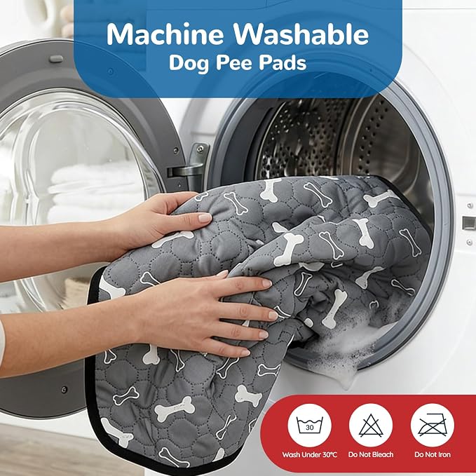 BAEJMJK Washable Dog Pee Pads, Reusable Dog Crate Mats Puppy Training Pads, 4-Layer Super Absorbent Waterproof Non-Slip Leak-Proof Ideal for Potty, Crate, Playpen & Travel(28"x40",Gray 1-Pack)