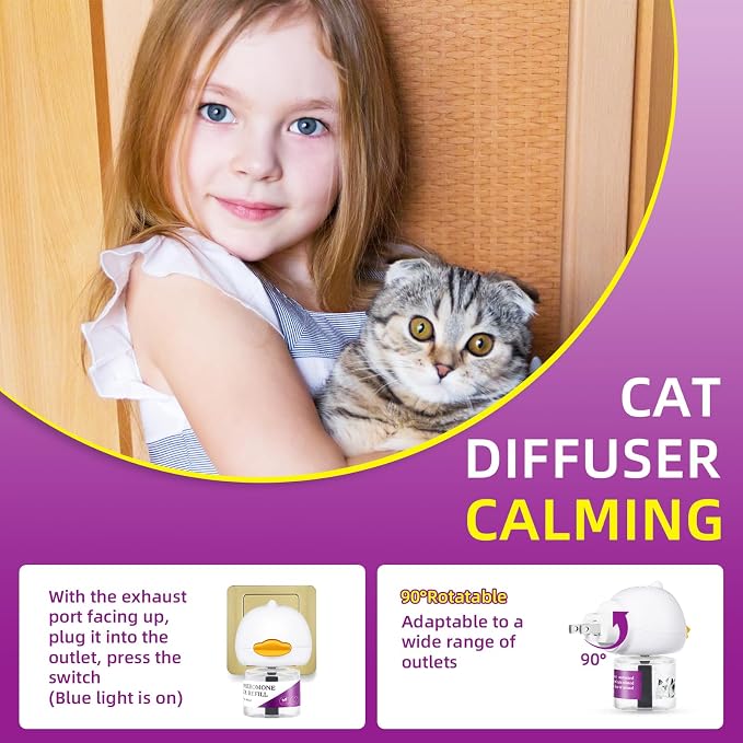 Cat Pheromones Calming Diffuser Kit, 2 Plug-in Diffusers & 2 Refills (48ml) - Up to 60 Days Pheromone Support for Cats - Helps Reduce Scratching, Urine Marking & Anxiety - Fits All Cat Breeds & Ages